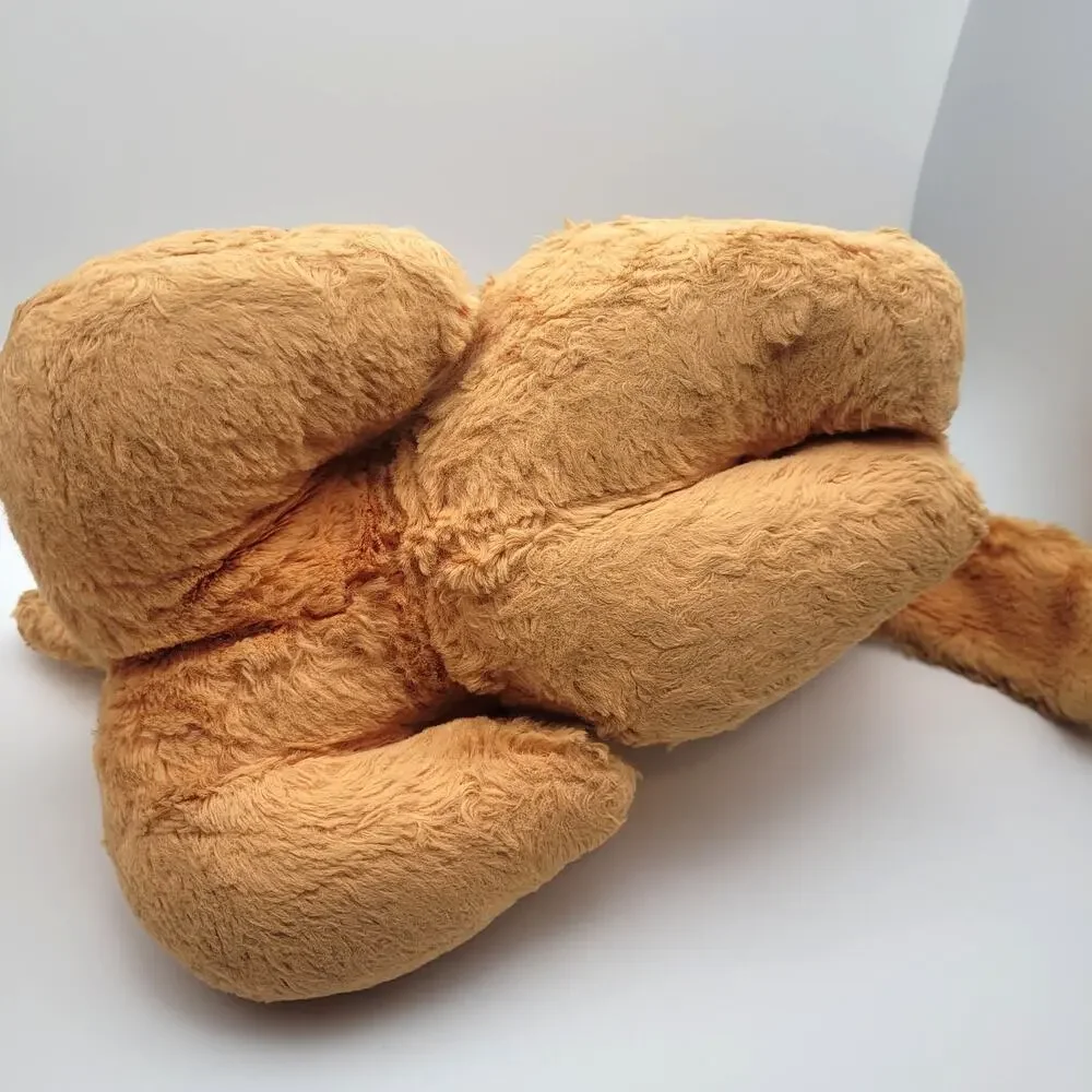 Vintage 1960s Carnival Prize Sleeping Puppy Dog Plush Yellow Ribbon Felt Eyes